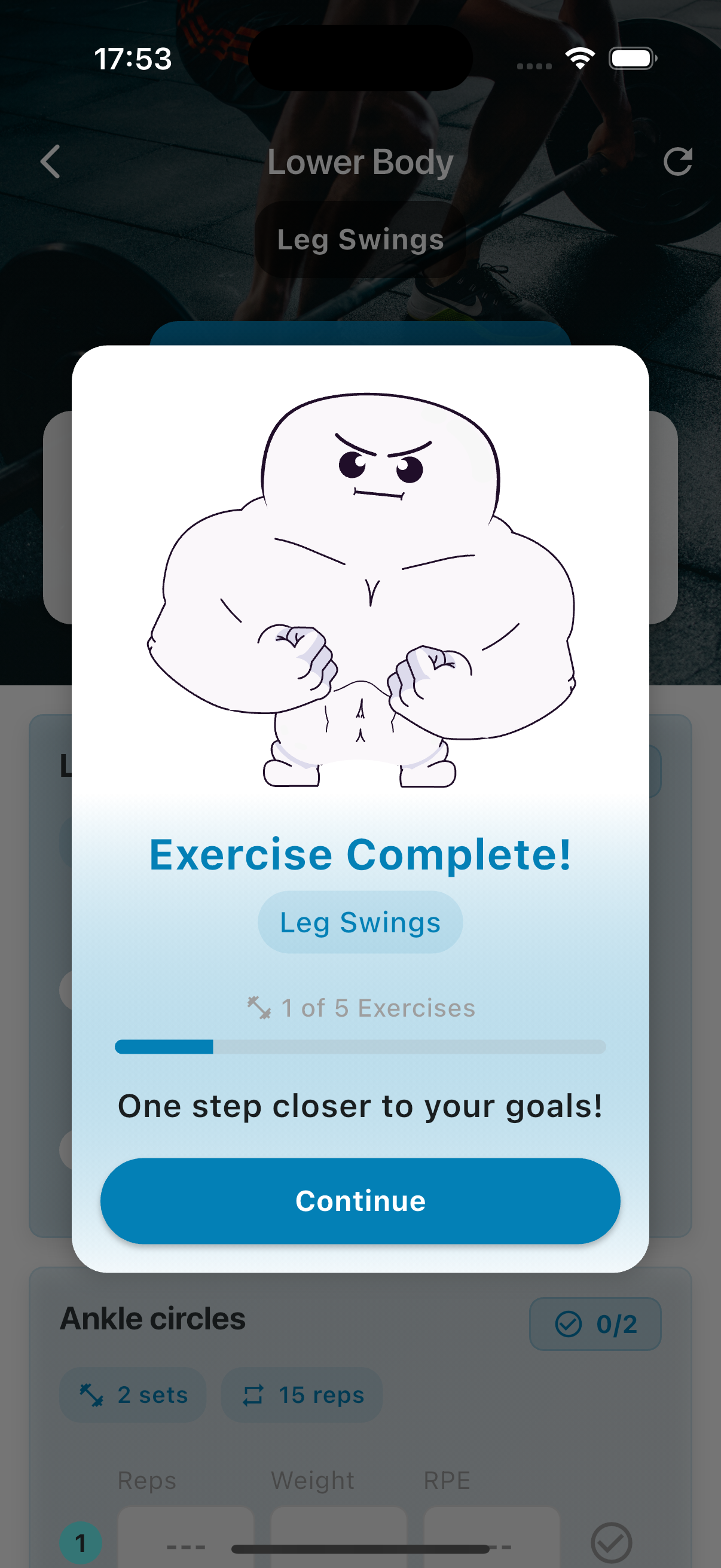 Get Henchy App - Exercise Complete Screen